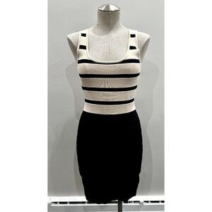 Mango Striped Black and Beige Bandage Tank Dress Size S